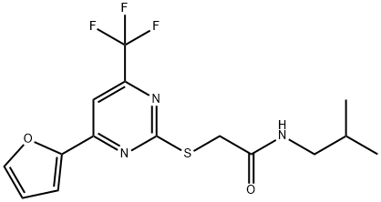 2-{[4-(2-furyl)-6-(trifluoromethyl)-2-pyrimidinyl]sulfanyl}-N-isobutylacetamide 구조식 이미지