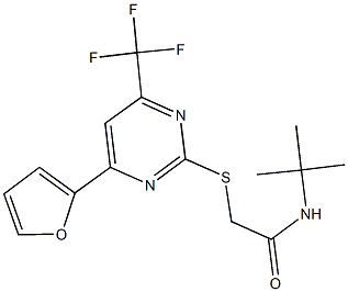 N-(tert-butyl)-2-{[4-(2-furyl)-6-(trifluoromethyl)-2-pyrimidinyl]sulfanyl}acetamide 구조식 이미지