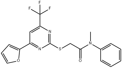 2-{[4-(2-furyl)-6-(trifluoromethyl)-2-pyrimidinyl]sulfanyl}-N-methyl-N-phenylacetamide 구조식 이미지