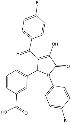 3-[3-(4-bromobenzoyl)-1-(4-bromophenyl)-4-hydroxy-5-oxo-2,5-dihydro-1H-pyrrol-2-yl]benzoic acid Structure