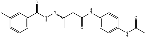 N-[4-(acetylamino)phenyl]-3-[(3-methylbenzoyl)hydrazono]butanamide Structure