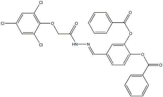 2-(benzoyloxy)-4-{2-[(2,4,6-trichlorophenoxy)acetyl]carbohydrazonoyl}phenyl benzoate Structure