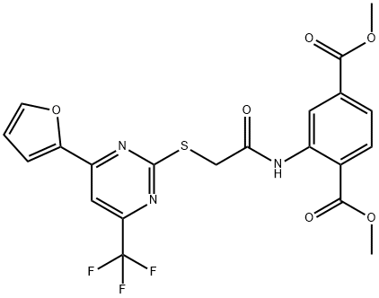 dimethyl 2-[({[4-(2-furyl)-6-(trifluoromethyl)-2-pyrimidinyl]sulfanyl}acetyl)amino]terephthalate 구조식 이미지