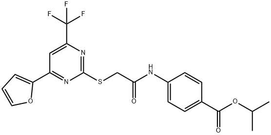 isopropyl 4-[({[4-(2-furyl)-6-(trifluoromethyl)-2-pyrimidinyl]sulfanyl}acetyl)amino]benzoate 구조식 이미지