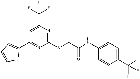 2-{[4-(2-furyl)-6-(trifluoromethyl)-2-pyrimidinyl]sulfanyl}-N-[4-(trifluoromethyl)phenyl]acetamide 구조식 이미지