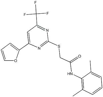 N-(2,6-dimethylphenyl)-2-{[4-(2-furyl)-6-(trifluoromethyl)-2-pyrimidinyl]sulfanyl}acetamide Structure