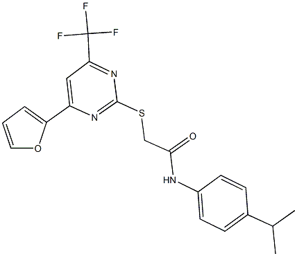 2-{[4-(2-furyl)-6-(trifluoromethyl)-2-pyrimidinyl]sulfanyl}-N-(4-isopropylphenyl)acetamide Structure