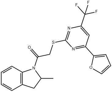 4-(2-furyl)-6-(trifluoromethyl)-2-pyrimidinyl 2-(2-methyl-2,3-dihydro-1H-indol-1-yl)-2-oxoethyl sulfide 구조식 이미지