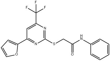 2-{[4-(2-furyl)-6-(trifluoromethyl)-2-pyrimidinyl]sulfanyl}-N-phenylacetamide Structure