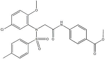 methyl 4-[({5-chloro-2-methoxy[(4-methylphenyl)sulfonyl]anilino}acetyl)amino]benzoate Structure