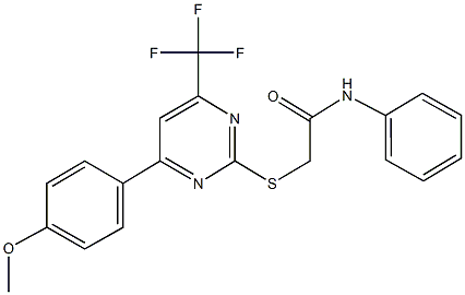 2-{[4-(4-methoxyphenyl)-6-(trifluoromethyl)-2-pyrimidinyl]sulfanyl}-N-phenylacetamide Structure