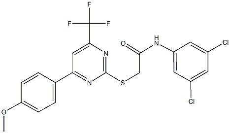 N-(3,5-dichlorophenyl)-2-{[4-(4-methoxyphenyl)-6-(trifluoromethyl)-2-pyrimidinyl]sulfanyl}acetamide 구조식 이미지