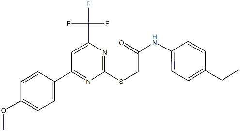 N-(4-ethylphenyl)-2-{[4-(4-methoxyphenyl)-6-(trifluoromethyl)-2-pyrimidinyl]sulfanyl}acetamide Structure