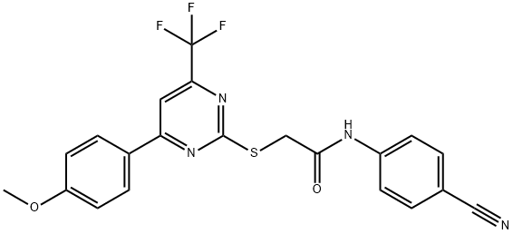 N-(4-cyanophenyl)-2-{[4-(4-methoxyphenyl)-6-(trifluoromethyl)-2-pyrimidinyl]sulfanyl}acetamide 구조식 이미지