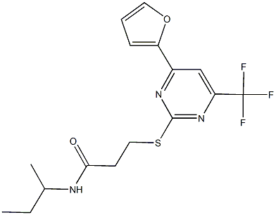 N-(sec-butyl)-3-{[4-(2-furyl)-6-(trifluoromethyl)-2-pyrimidinyl]sulfanyl}propanamide Structure