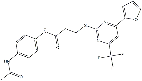 N-[4-(acetylamino)phenyl]-3-{[4-(2-furyl)-6-(trifluoromethyl)-2-pyrimidinyl]sulfanyl}propanamide Structure