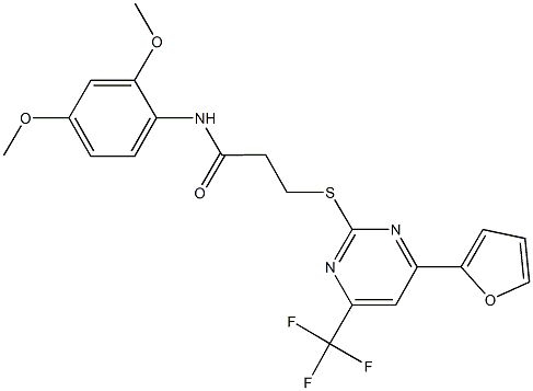 N-(2,4-dimethoxyphenyl)-3-{[4-(2-furyl)-6-(trifluoromethyl)-2-pyrimidinyl]sulfanyl}propanamide Structure