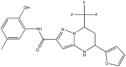 5-(2-furyl)-N-(2-hydroxy-5-methylphenyl)-7-(trifluoromethyl)-4,5,6,7-tetrahydropyrazolo[1,5-a]pyrimidine-2-carboxamide Structure