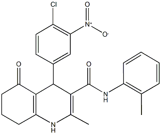 4-{4-chloro-3-nitrophenyl}-2-methyl-N-(2-methylphenyl)-5-oxo-1,4,5,6,7,8-hexahydro-3-quinolinecarboxamide Structure