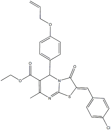 ethyl 5-[4-(allyloxy)phenyl]-2-(4-chlorobenzylidene)-7-methyl-3-oxo-2,3-dihydro-5H-[1,3]thiazolo[3,2-a]pyrimidine-6-carboxylate 구조식 이미지