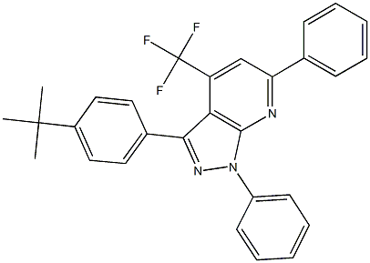 3-(4-tert-butylphenyl)-1,6-diphenyl-4-(trifluoromethyl)-1H-pyrazolo[3,4-b]pyridine 구조식 이미지