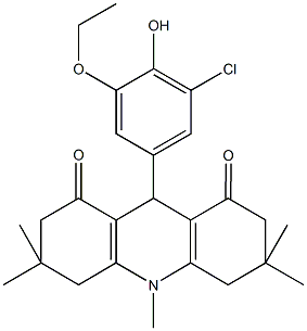 9-(3-chloro-5-ethoxy-4-hydroxyphenyl)-3,3,6,6,10-pentamethyl-3,4,6,7,9,10-hexahydro-1,8(2H,5H)-acridinedione Structure