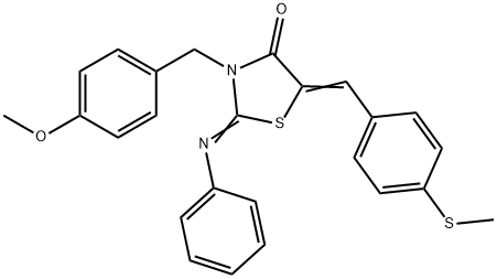 3-(4-methoxybenzyl)-5-[4-(methylsulfanyl)benzylidene]-2-(phenylimino)-1,3-thiazolidin-4-one Structure