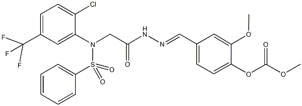 4-(2-{[2-chloro(phenylsulfonyl)-5-(trifluoromethyl)anilino]acetyl}carbohydrazonoyl)-2-methoxyphenyl methyl carbonate Structure