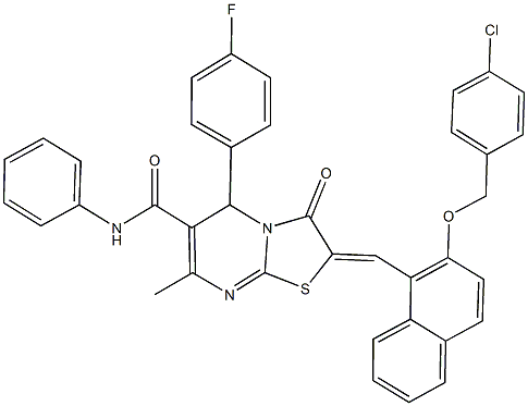 2-({2-[(4-chlorobenzyl)oxy]-1-naphthyl}methylene)-5-(4-fluorophenyl)-7-methyl-3-oxo-N-phenyl-2,3-dihydro-5H-[1,3]thiazolo[3,2-a]pyrimidine-6-carboxamide Structure
