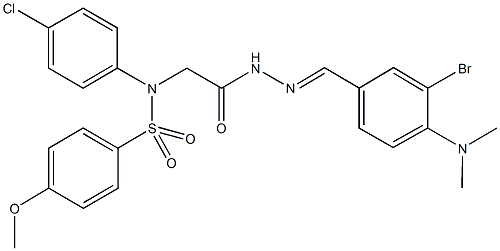 N-(2-{2-[3-bromo-4-(dimethylamino)benzylidene]hydrazino}-2-oxoethyl)-N-(4-chlorophenyl)-4-methoxybenzenesulfonamide 구조식 이미지