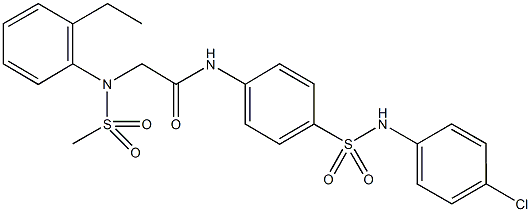 N-{4-[(4-chloroanilino)sulfonyl]phenyl}-2-[2-ethyl(methylsulfonyl)anilino]acetamide 구조식 이미지