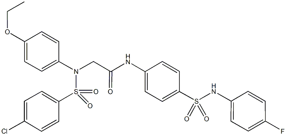2-{[(4-chlorophenyl)sulfonyl]-4-ethoxyanilino}-N-{4-[(4-fluoroanilino)sulfonyl]phenyl}acetamide Structure