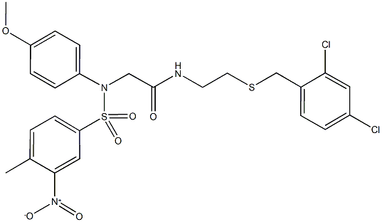 N-{2-[(2,4-dichlorobenzyl)sulfanyl]ethyl}-2-[({3-nitro-4-methylphenyl}sulfonyl)-4-methoxyanilino]acetamide Structure