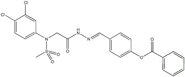 4-(2-{[3,4-dichloro(methylsulfonyl)anilino]acetyl}carbohydrazonoyl)phenyl benzoate Structure