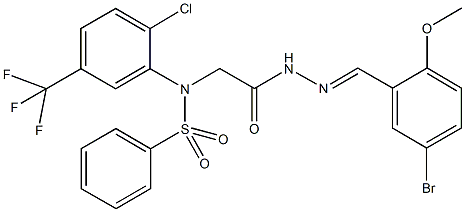 N-{2-[2-(5-bromo-2-methoxybenzylidene)hydrazino]-2-oxoethyl}-N-[2-chloro-5-(trifluoromethyl)phenyl]benzenesulfonamide 구조식 이미지