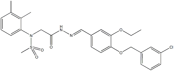 N-[2-(2-{4-[(3-chlorobenzyl)oxy]-3-ethoxybenzylidene}hydrazino)-2-oxoethyl]-N-(2,3-dimethylphenyl)methanesulfonamide Structure
