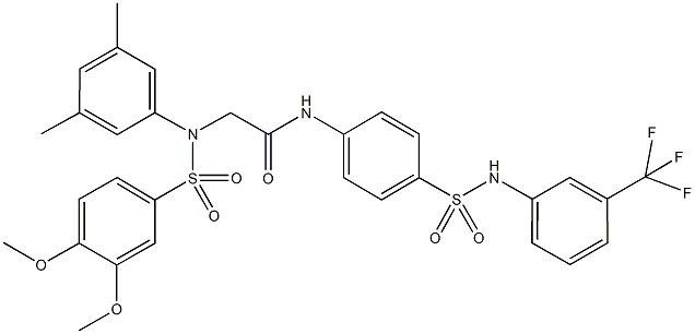 2-{[(3,4-dimethoxyphenyl)sulfonyl]-3,5-dimethylanilino}-N-(4-{[3-(trifluoromethyl)anilino]sulfonyl}phenyl)acetamide 구조식 이미지