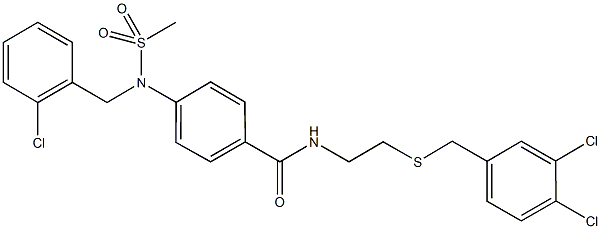 4-[(2-chlorobenzyl)(methylsulfonyl)amino]-N-{2-[(3,4-dichlorobenzyl)sulfanyl]ethyl}benzamide Structure