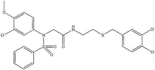 2-[3-chloro-4-methoxy(phenylsulfonyl)anilino]-N-{2-[(3,4-dichlorobenzyl)sulfanyl]ethyl}acetamide 구조식 이미지