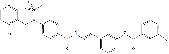 3-chloro-N-[3-(N-{4-[(2-chlorobenzyl)(methylsulfonyl)amino]benzoyl}ethanehydrazonoyl)phenyl]benzamide Structure