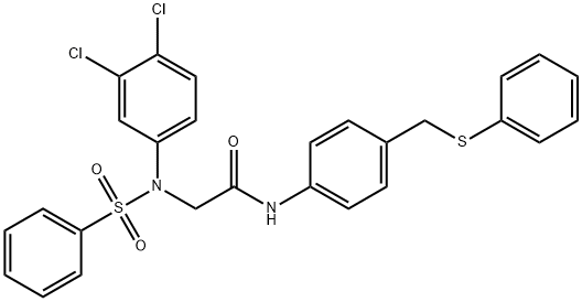 2-[3,4-dichloro(phenylsulfonyl)anilino]-N-{4-[(phenylsulfanyl)methyl]phenyl}acetamide Structure