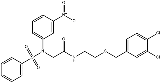 N-{2-[(3,4-dichlorobenzyl)sulfanyl]ethyl}-2-[3-nitro(phenylsulfonyl)anilino]acetamide 구조식 이미지