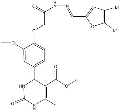methyl 4-[4-(2-{2-[(4,5-dibromo-2-furyl)methylene]hydrazino}-2-oxoethoxy)-3-methoxyphenyl]-6-methyl-2-oxo-1,2,3,4-tetrahydro-5-pyrimidinecarboxylate Structure