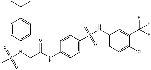 N-(4-{[4-chloro-3-(trifluoromethyl)anilino]sulfonyl}phenyl)-2-[4-isopropyl(methylsulfonyl)anilino]acetamide 구조식 이미지