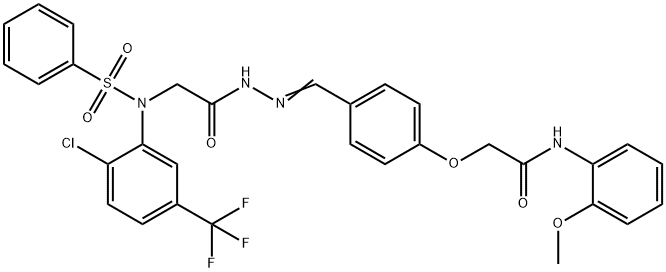 2-[4-(2-{[2-chloro(phenylsulfonyl)-5-(trifluoromethyl)anilino]acetyl}carbohydrazonoyl)phenoxy]-N-(2-methoxyphenyl)acetamide Structure