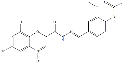 4-[2-({2,4-dichloro-6-nitrophenoxy}acetyl)carbohydrazonoyl]-2-methoxyphenyl acetate 구조식 이미지