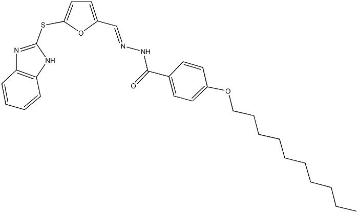 N'-{[5-(1H-benzimidazol-2-ylsulfanyl)-2-furyl]methylene}-4-(decyloxy)benzohydrazide 구조식 이미지