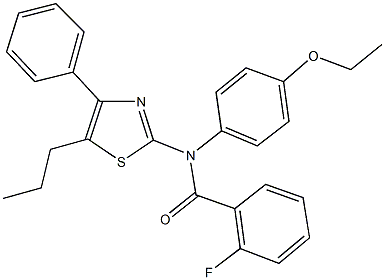 N-(4-ethoxyphenyl)-2-fluoro-N-(4-phenyl-5-propyl-1,3-thiazol-2-yl)benzamide 구조식 이미지