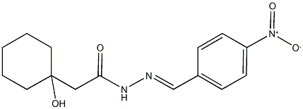 2-(1-hydroxycyclohexyl)-N'-{4-nitrobenzylidene}acetohydrazide 구조식 이미지