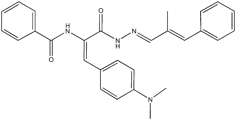 N-(2-[4-(dimethylamino)phenyl]-1-{[2-(2-methyl-3-phenyl-2-propenylidene)hydrazino]carbonyl}vinyl)benzamide 구조식 이미지